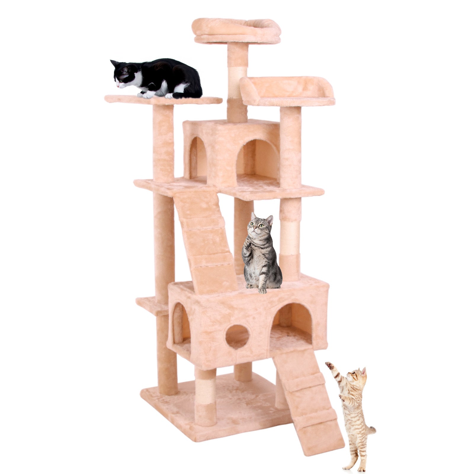 Cat Climbing Tree House With Scratching Posts & Stairs Doba